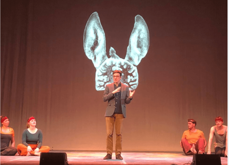 JAmie and the donkey head of Bottom, Bloomsbury Theatre 2019